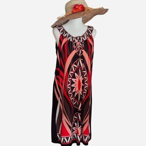 Women's sleeveless midi dress by Cato. Multi color print. Size Medium